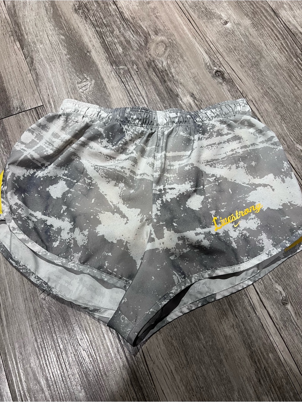 Nike Grey + yellow LIVESTRONG shorts women’s size XS